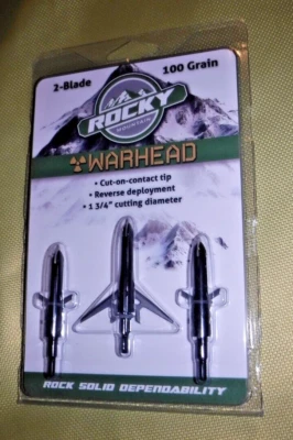 ROCKY MOUNTAIN WARHEAD 2 HOJAS 100 GRANO CABEZA ANCHA PAQUETE DE 3 Foto 1 de 2