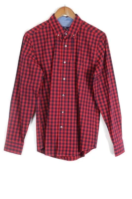 Camisa de vestir George roja negra a cuadros para hombre manga larga pequeña 013 Foto 1 de 4