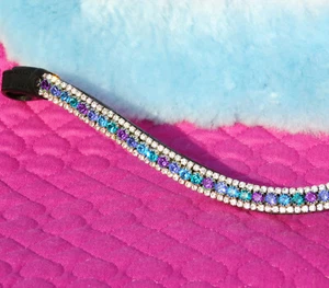 FSS Kristall Stirnband Fuchsia rosa Aquamaine aquamablau violett Bling SCHIMMERNDE Kurve - Bild 1 von 1