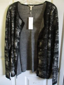 SZ 2X Eileen Fisher Black Bone Fine Organic Linen Crepe Knit Cardigan NWT - Picture 1 of 3