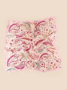New Bandana Elegant Scarf Square Retro Pink  Stylish Silk Appearance - Picture 1 of 5