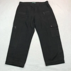 Pantalones LAUREN Ralph Lauren para mujer 10 negros Capri lino tejido costero ropa de salón - Imagen 1 de 20
