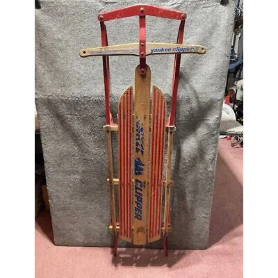 Flexible Flyer F023 Yankee Clipper Vintage Sled 53x14 Metal Wood Red - Image 1 of 4