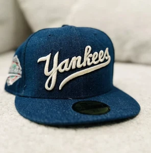 NEW ERA 59FIFTY 5950 FITTED HAT NEW YORK YANKEES DENIM CAP SIDE PATCH NEW NY HAT - Picture 1 of 8