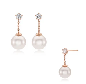 StoneHenge Silver Peral Earrings SC1310 Silver 925 Crystal Pearl Cubic Zirconia - Picture 1 of 5