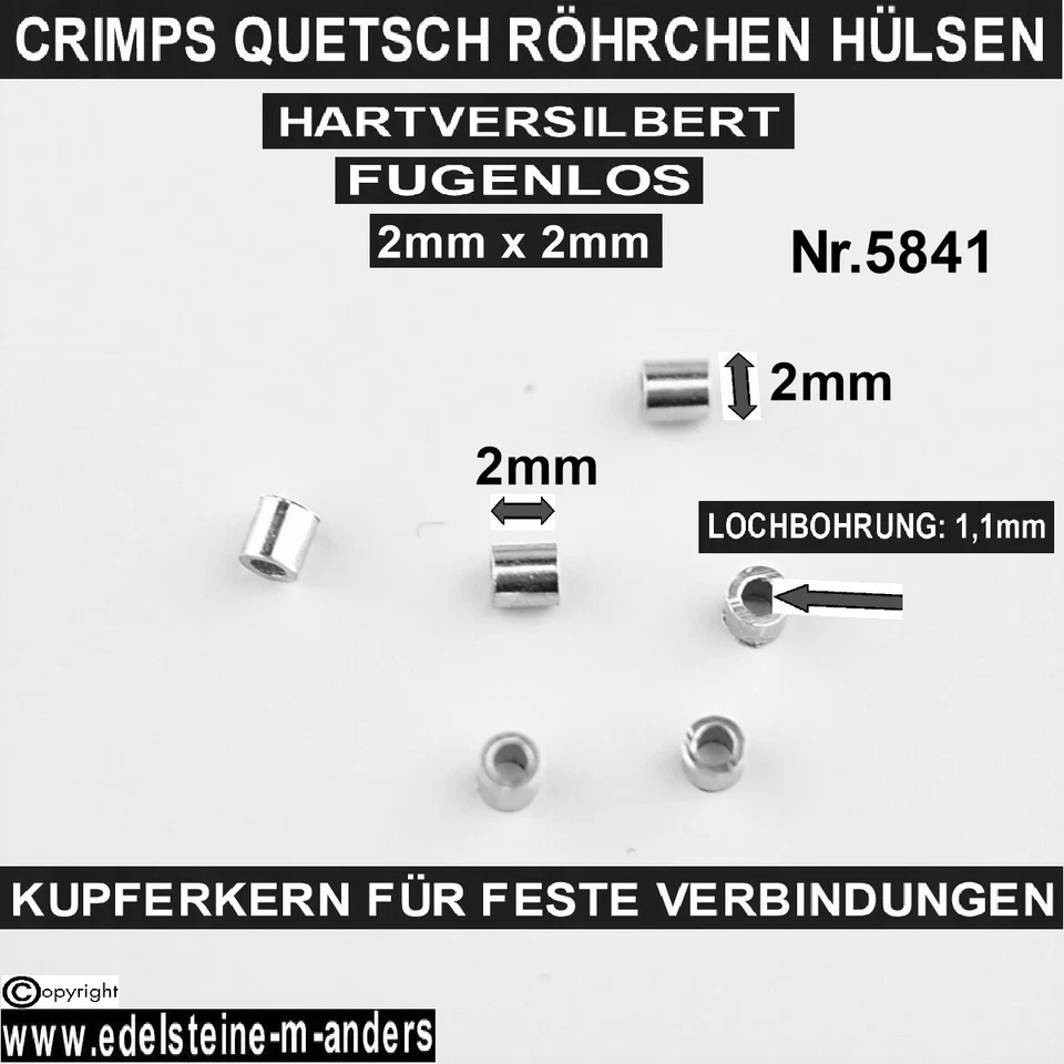 Quetschröhrchen Quetschperlen Schmuck Kupfer Crimps Quetschkalotten Ø 2mm DIY - Bild 1 von 1
