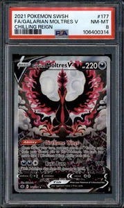 Galarian Moltres V - 177/198 - PSA 8 - Alt Art - Chilling Reign - Pokemon - 1066 - Picture 1 of 2