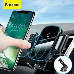 Baseus 15W Qi Wireless Charger Air Vent Dashboard Car Phone Holder Desk Stand - Picture 1 of 13