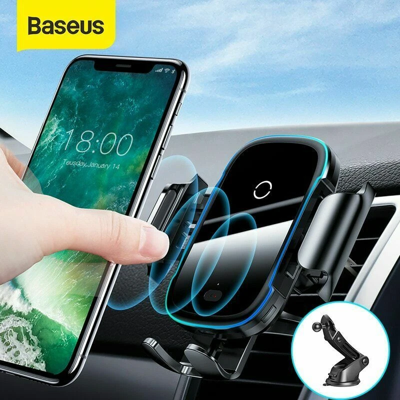 Baseus 15W Cargador Inalámbrico Ventilación de Aire Tablero Coche Teléfono Soporte Escritorio Foto 1 de 4