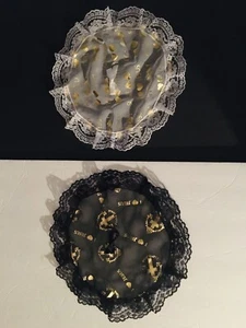 New Black or White I Love Jesus Prayer Church Cap with Lace Gold Accents & Comb - Picture 1 of 2