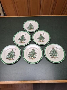 Set 6 Piatti Pane e Burro Spode England Albero di Natale S3324 6,5” EXC - Foto 1 di 4