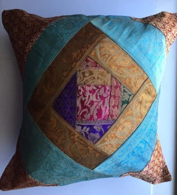 One Home Decor Silk Cushion Cover Patchwork Square Sofa Pillow Case Cover India - Image 1 of 4