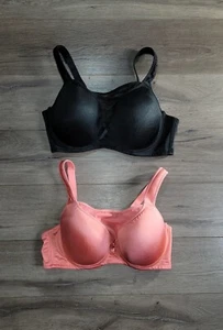 Angelina Lightly Padded Wired T-shirt Full-Coverage Modest Bras Wide Wings 2Pack - Picture 1 of 4