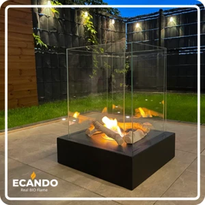 Freestanding Bioethanol Fireplace SUNSET Black Garden-Patio-Indoor - Picture 1 of 11