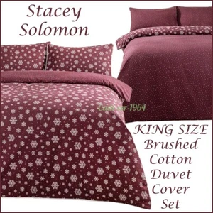 Stacey Solomon Wine Snowflake Reversible KING SIZE Duvet Cover Set Piped Edging - Picture 1 of 24