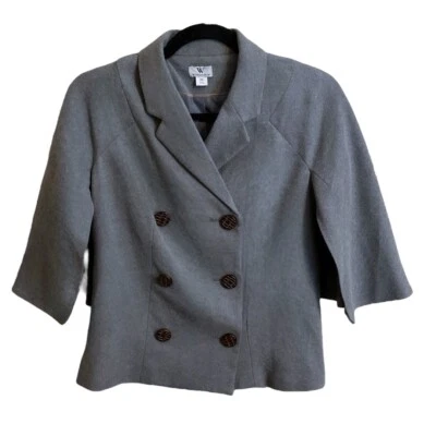 Worthington Cape Blazer Size XS Gray Layered Jacket Double Breast Buttons - Image 1 of 4