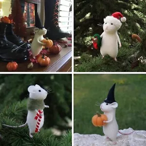 Halloween Maus mit Kürbis, Weihnachten Handarbeit Nadelfilz Maus Dekoration - Bild 1 von 14