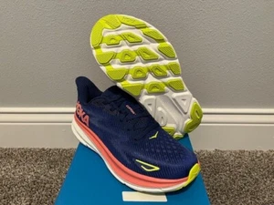 Women's Size 7.5 Hoka Clifton 9 Running Shoes New In Box Evening Sky/Coral - Picture 1 of 5