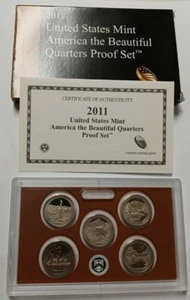 2011 America the Beautiful ATB Clad Proof Quarter 5 Coin Set w/ OGP & COA - Picture 1 of 1
