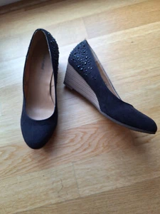 Damenschuhe 36 Keilabsatz schwarz - Bild 1 von 3
