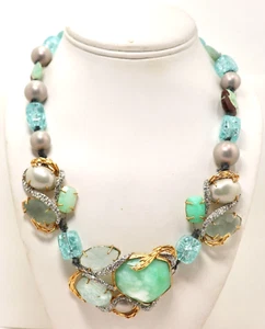 ALEXIS BITTAR TÜRKIS PERLEN KRISTALL GROBE REBE STATEMENT HALSKETTE - Bild 1 von 17