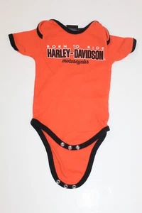 Harley Davidson Motorcycles Baby One Piece Onzie 3/6 Months Born to Ride Orange - Picture 1 of 3