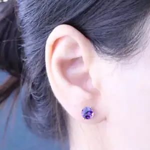 Gin and Grace Clare 10K Yellow Gold Round-Cut Brazilian Amethyst Earring 2.46tcw - Picture 1 of 5