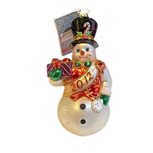 Christopher Radko Watchful and Wise 2012 Schneemann mundgeblasenes Glas Ornament - Bild 1 von 9