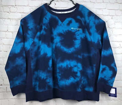 NUEVO CHAMPION Mujer Damas 4XL Tie Dye Crop Sudadera Azul Cloud Burst Foto 1 de 4