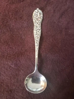 CUCHARA DE SAL MAESTRA DE PLATA ESTERLINA ROCOCO de DOMINICK & HAFF 3 5/8" sin mono Foto 1 de 4