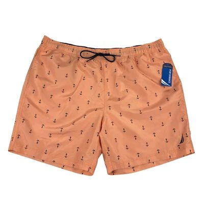 Nautica Mens Anchor Patterned Mesh-Lined Swim Trunks Peach Orange 2XL - Image 1 of 4