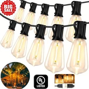 Bombilla enchufable ST38 para exteriores de 50 pies 100 pies de largo 2700K blanca cálida cadena de iluminación LED - Imagen 1 de 24