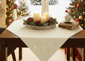 Mantel efecto loto MAGIC STARS 85x85 cm crema champán estrellas Navidad - Imagen 1 de 12