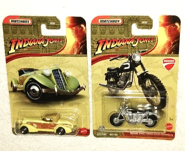 MATCHBOX CARS INDIANA JONES 1936 AUBURN SPEEDSTER & LNDIANA DUCATI SCRAMBLER NEW - Image 1 of 1