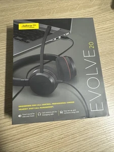 JABRA EVOLVE 20 STEREO HEADSET MICROSOFT CERTIFIED HEADPHONES FOR VOIP SOFTPHONE - Picture 1 of 11