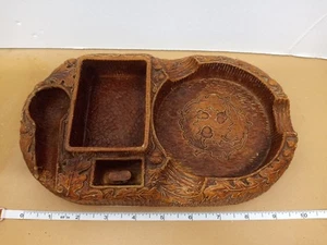 Vintage Pressed Wood Pipe And Tobacco Tray With Oak Leaves And Acorns No Lid - Picture 1 of 16