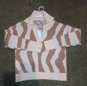 Nuevo con etiquetas Suéter Nine West Estampado Cebra Mujer Talla Pequeña Cuello en V Pullover Suave - Imagen 1 de 14