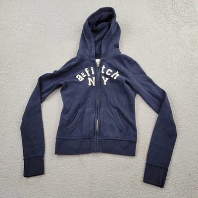 Abercrombie & Fitch Hoodie Womens Large Blue A&Fitch NY Embroidery Full Zip Y2K - Image 1 of 4