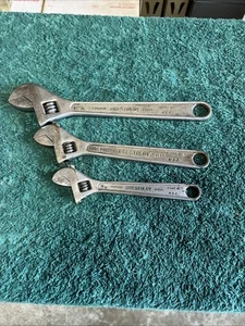 Set of 3 Vintage Crestoloy Crescent Adjustable Wrenches 12” 10" 8" Tools - Picture 1 of 10