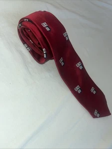 Polo Ralph Lauren Red Silk Tie Hand Made Italy Academic Crest - Picture 1 of 6