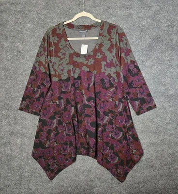 Suéter Chelsea and Theodore Mujer XL Púrpura Gris Artístico Dobladillo Túnica Nuevo Foto 1 de 4