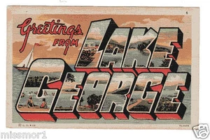 Postal vintage de verano para tomar el sol de Lake George 1948 Nueva York - Imagen 1 de 2