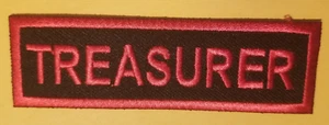 TREASURER Club Officer Embroidered Patch red approx 1.25x4" - Picture 1 of 3