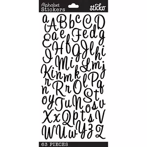 STICKO ALPHABET STICKERS - SWEETHEART SCRIPT BLACK - Approx 22mm - 1 SHEET - Picture 1 of 1