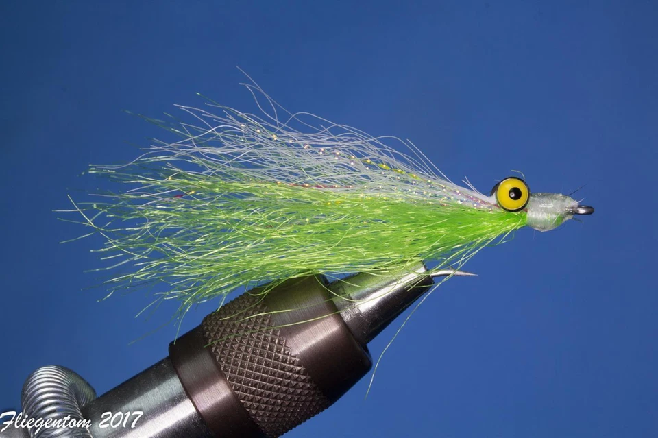 Fliegentom Streamer 3 Stück Synthetic Clouser Deep Minnow - weiß/chartreuse - Bild 1 von 1