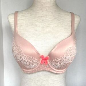 Victoria's Secret Body by Victoria Lined Demi Bra 32DD Lace Nude/Peach