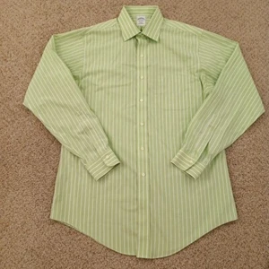 Brooks Brothers Shirt Herren Größe 16 schmal grün gestreift langarm geknöpft - Bild 1 von 12