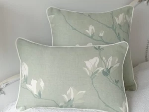 Laura Ashley Magnolia EAU THE NIL Cushion Cover Piped White 12" x 18" - Picture 1 of 6