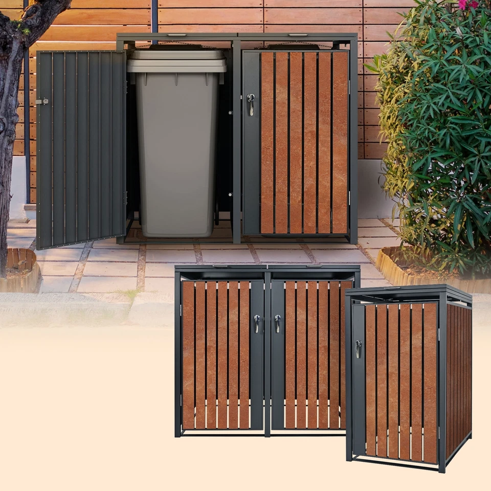 1/2/3/4er Mülltonnenbox Mülltonnenhaus Mülltonnenverkleidung Aufbewahrungsbox - Bild 1 von 1