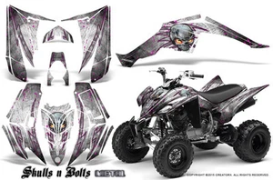 YAMAHA RAPTOR 350 GRAPHICS KIT CREATORX DECALS STICKERS SKULLS BOLTS M PW - Picture 1 of 1